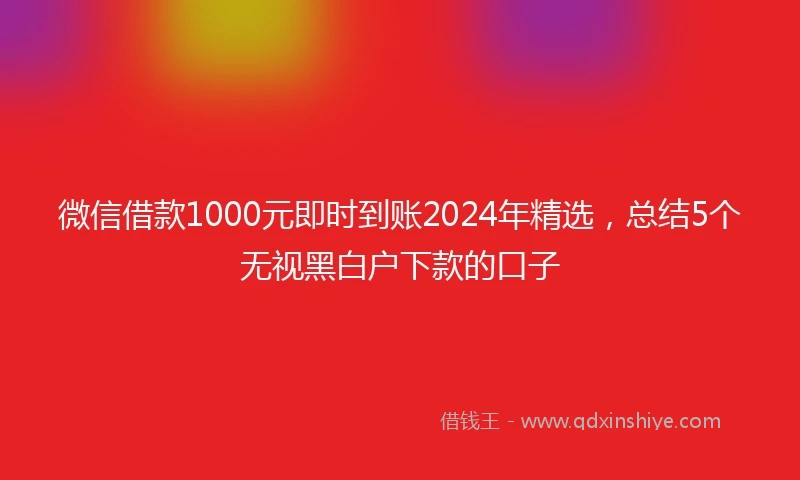 微信借款1000元即时到账2024年精选，总结5个无视黑白户下款的口子