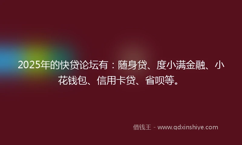 2025年的快贷论坛有：随身贷、度小满金融、小花钱包、信用卡贷、省呗等。