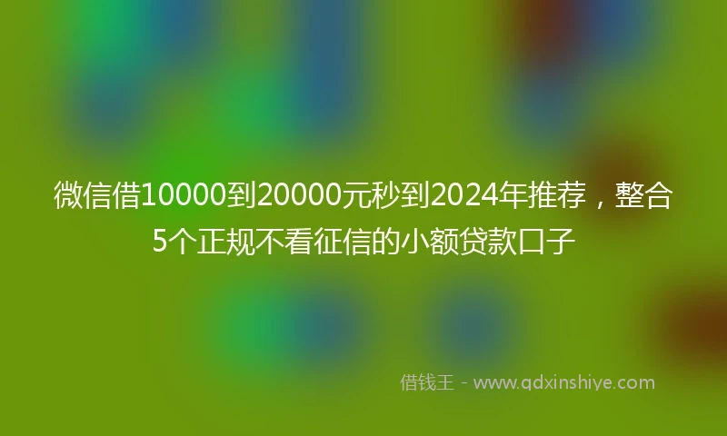 微信借10000到20000元秒到2024年推荐，整合5个正规不看征信的小额贷款口子