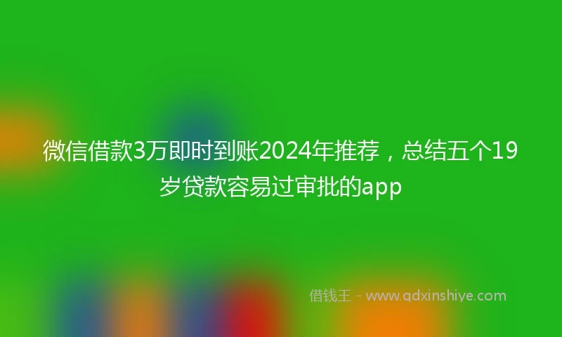 微信借款3万即时到账2024年推荐，总结五个19岁贷款容易过审批的app