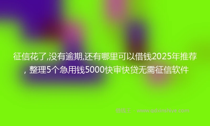 征信花了,没有逾期,还有哪里可以借钱2025年推荐，整理5个急用钱5000快审快贷无需征信软件