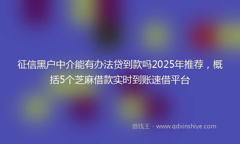 征信黑户中介能有办法贷到款吗2025年推荐,概括5个芝麻借款实时到账速借平台