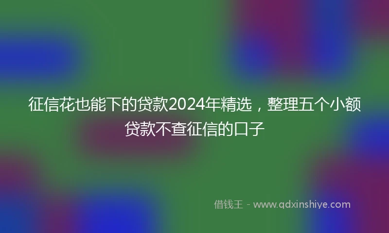 征信花也能下的贷款2024年精选，整理五个小额贷款不查征信的口子