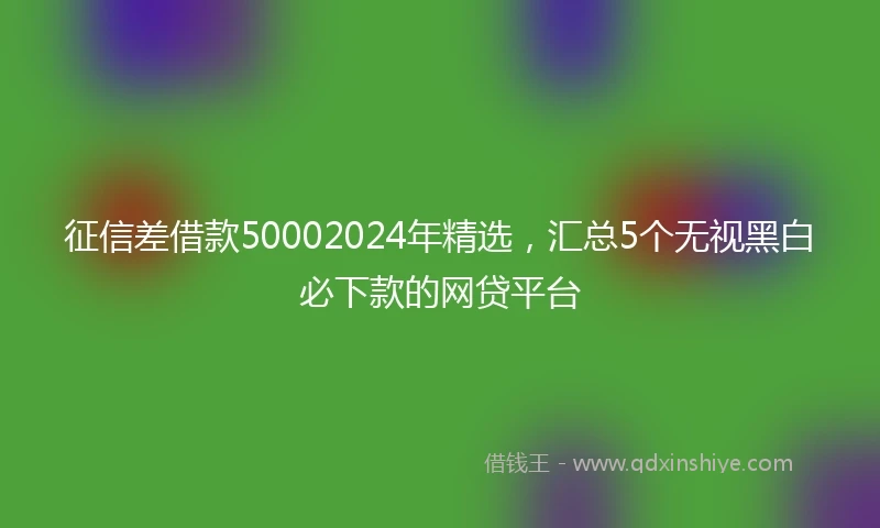 征信差借款50002024年精选，汇总5个无视黑白必下款的网贷平台