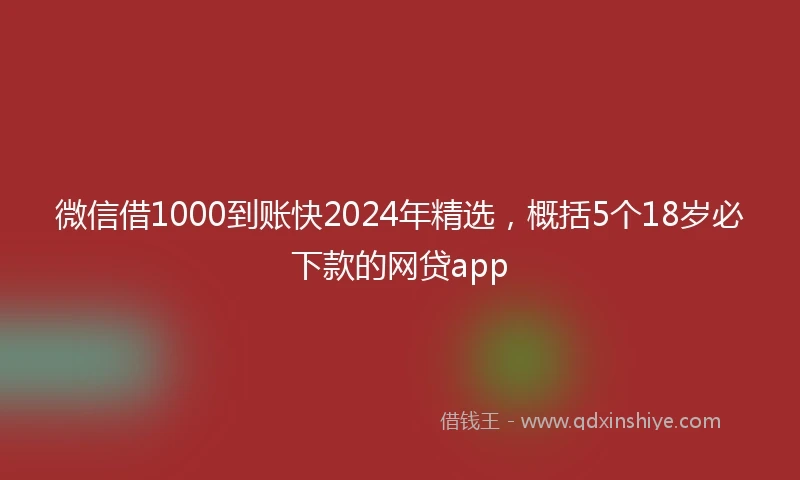 微信借1000到账快2024年精选，概括5个18岁必下款的网贷app