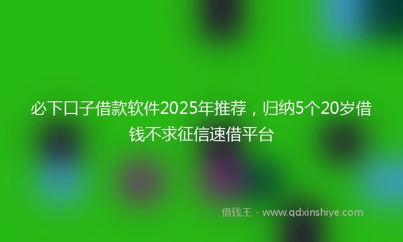 必下口子借款软件2025年推荐，归纳5个20岁借钱不求征信速借平台