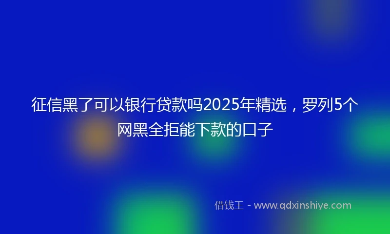 征信黑了可以银行贷款吗2025年精选，罗列5个网黑全拒能下款的口子