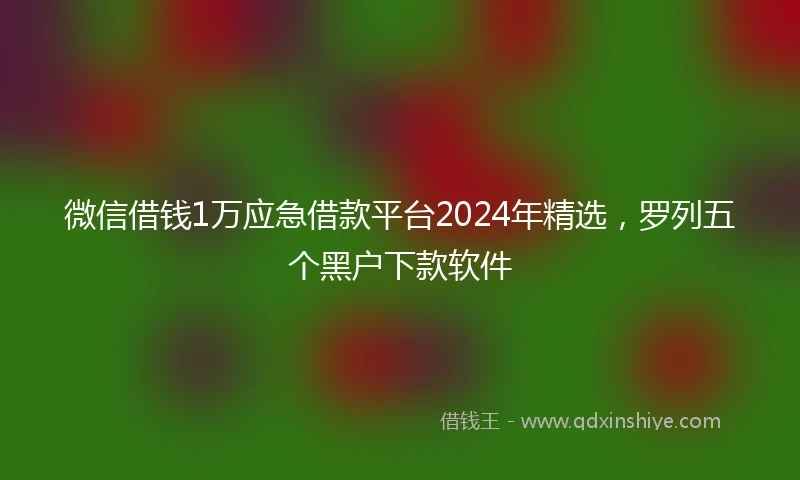 微信借钱1万应急借款平台2024年精选，罗列五个黑户下款软件
