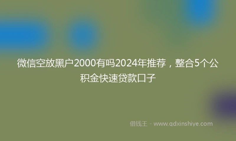微信空放黑户2000有吗2024年推荐，整合5个公积金快速贷款口子