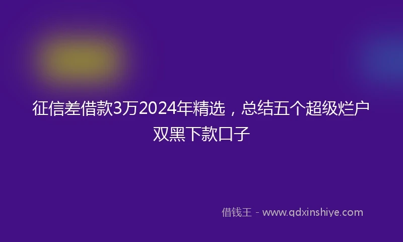 征信差借款3万2024年精选，总结五个超级烂户双黑下款口子
