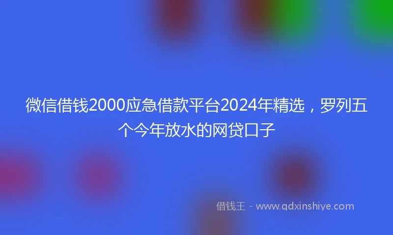 微信借钱2000应急借款平台2024年精选，罗列五个今年放水的网贷口子