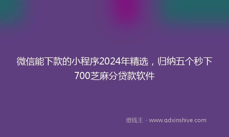 微信能下款的小程序2024年精选，归纳五个秒下700芝麻分贷款软件