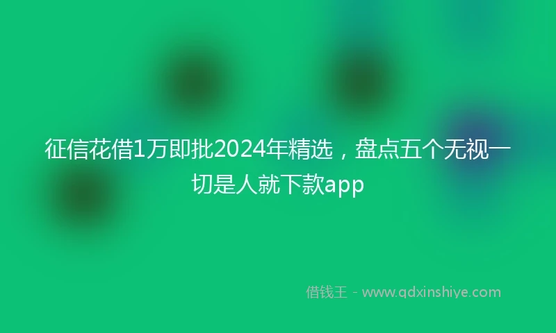 征信花借1万即批2024年精选，盘点五个无视一切是人就下款app
