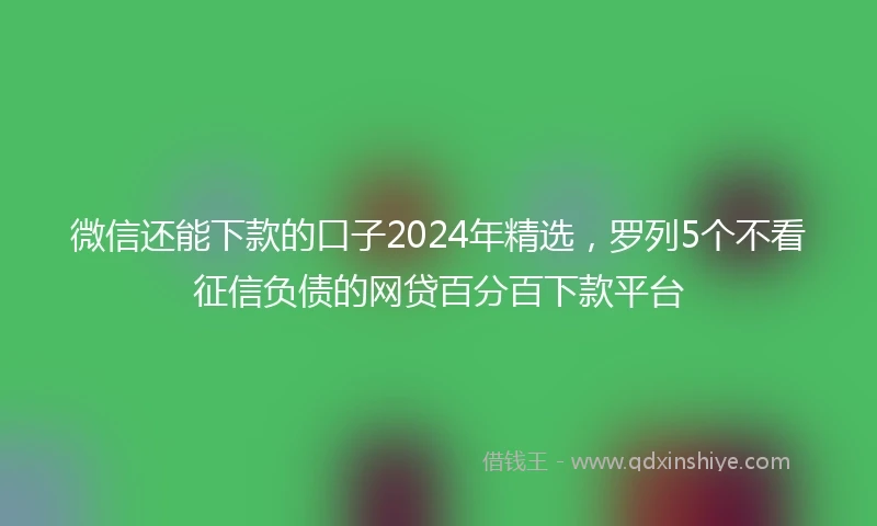 微信还能下款的口子2024年精选，罗列5个不看征信负债的网贷百分百下款平台