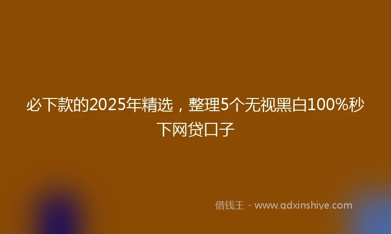 必下款的2025年精选，整理5个无视黑白100%秒下网贷口子