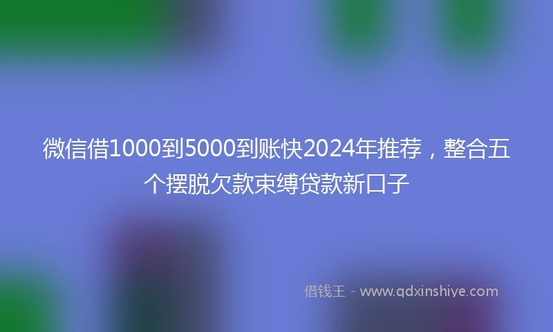 微信借1000到5000到账快2024年推荐，整合五个摆脱欠款束缚贷款新口子