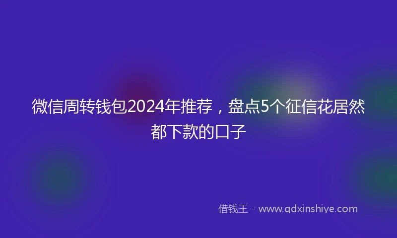 微信周转钱包2024年推荐，盘点5个征信花居然都下款的口子