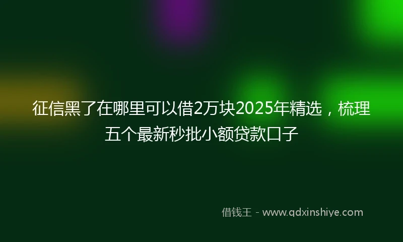 征信黑了在哪里可以借2万块2025年精选，梳理五个最新秒批小额贷款口子