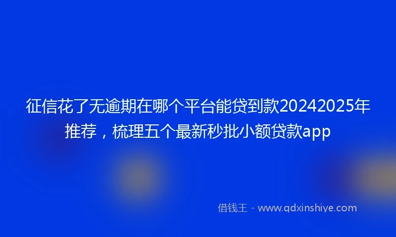 征信花了无逾期在哪个平台能贷到款20242025年推荐，梳理五个最新秒批小额贷款app