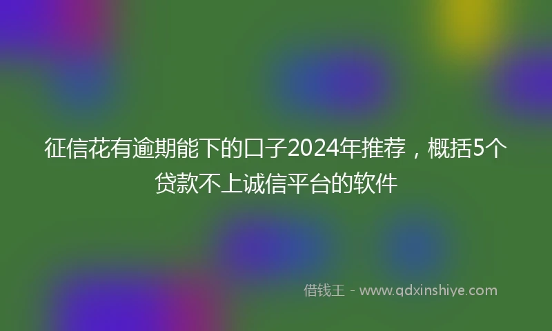 征信花有逾期能下的口子2024年推荐,概括5个贷款不上诚信平台的软件