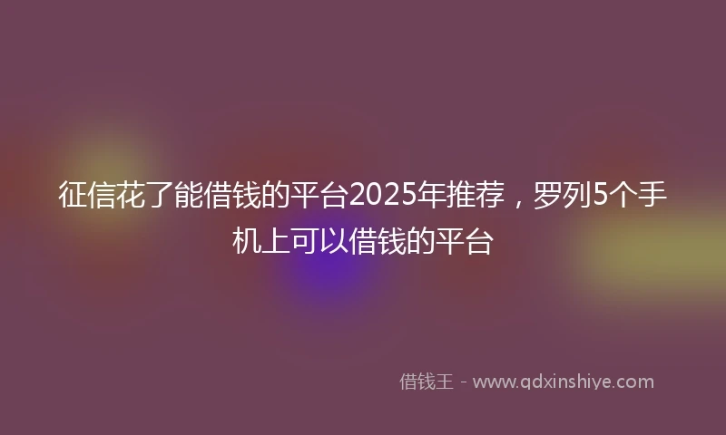 征信花了能借钱的平台2025年推荐，罗列5个手机上可以借钱的平台