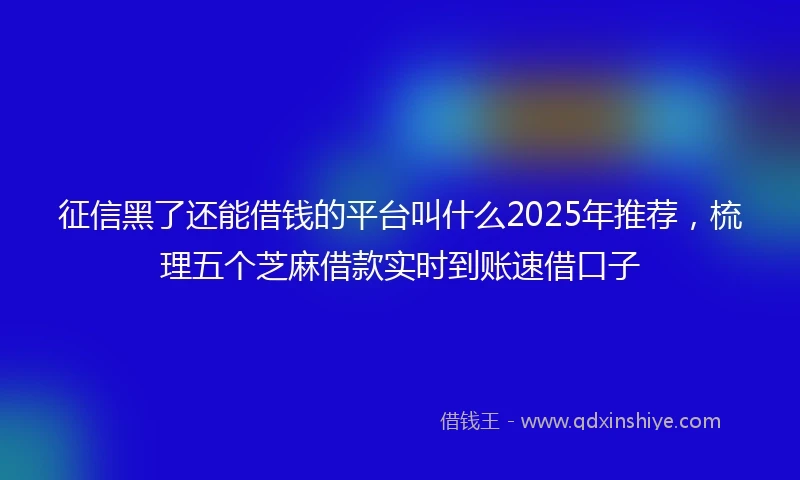 征信黑了还能借钱的平台叫什么2025年推荐，梳理五个芝麻借款实时到账速借口子