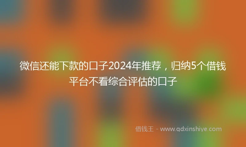 微信还能下款的口子2024年推荐,归纳5个借钱平台不看综合评估的口子