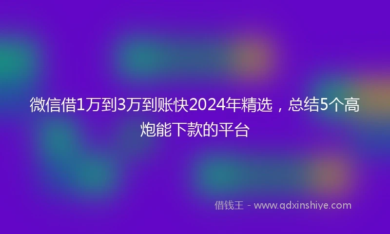 微信借1万到3万到账快2024年精选，总结5个高炮能下款的平台
