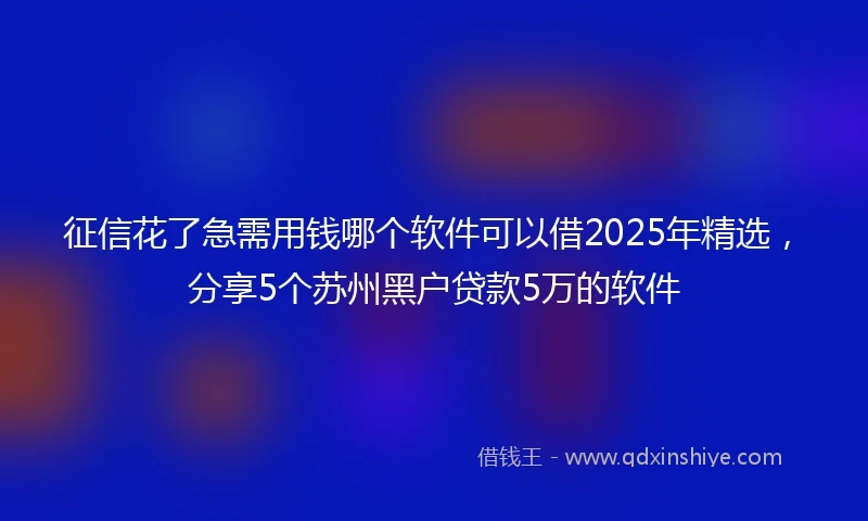 征信花了急需用钱哪个软件可以借2025年精选，分享5个苏州黑户贷款5万的软件