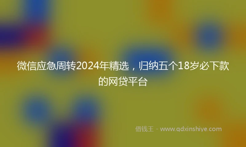 微信应急周转2024年精选，归纳五个18岁必下款的网贷平台