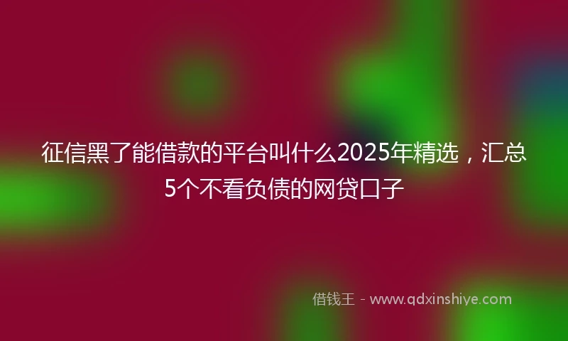 征信黑了能借款的平台叫什么2025年精选，汇总5个不看负债的网贷口子