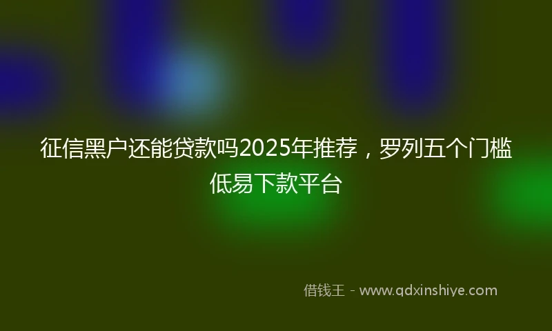 征信黑户还能贷款吗2025年推荐，罗列五个门槛低易下款平台