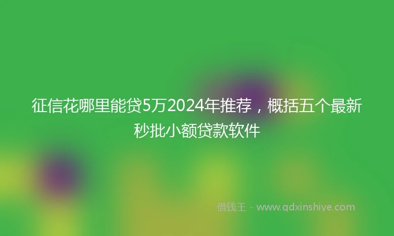 征信花哪里能贷5万2024年推荐，概括五个最新秒批小额贷款软件