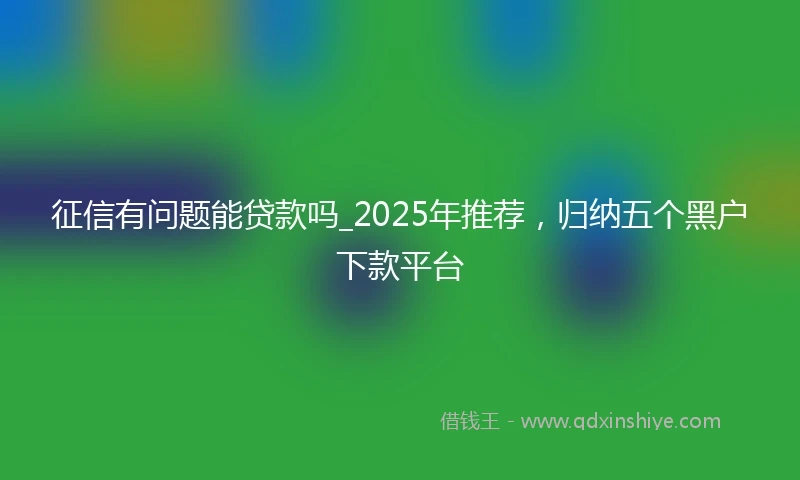 征信有问题能贷款吗_2025年推荐，归纳五个黑户下款平台