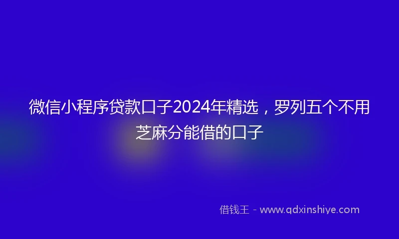 微信小程序贷款口子2024年精选，罗列五个不用芝麻分能借的口子