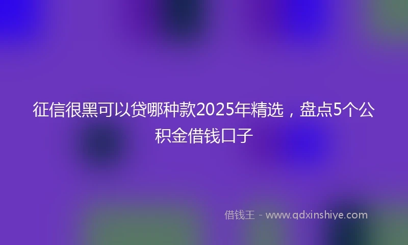 征信很黑可以贷哪种款2025年精选，盘点5个公积金借钱口子