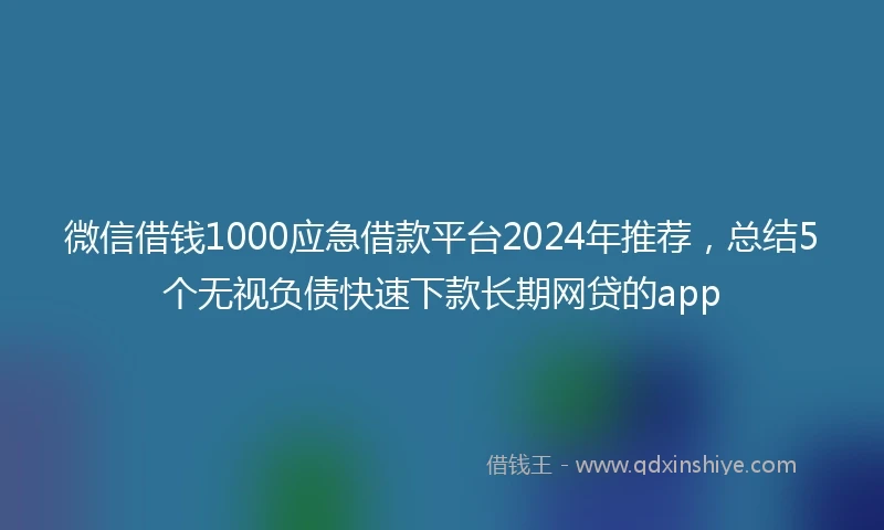 微信借钱1000应急借款平台2024年推荐，总结5个无视负债快速下款长期网贷的app