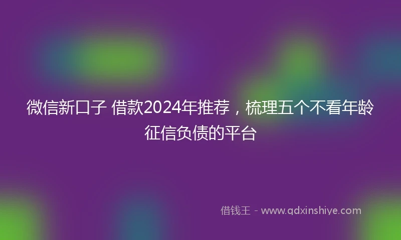 微信新口子 借款2024年推荐，梳理五个不看年龄征信负债的平台