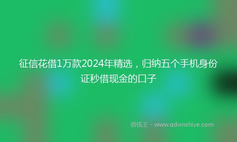 征信花借1万款2024年精选，归纳五个手机身份证秒借现金的口子
