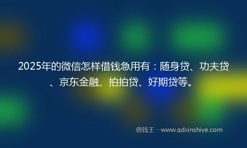 2025年的微信怎样借钱急用有：随身贷、功夫贷、京东金融、拍拍贷、好期贷等。