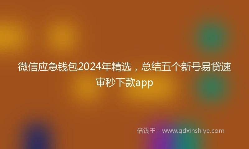 微信应急钱包2024年精选，总结五个新号易贷速审秒下款app