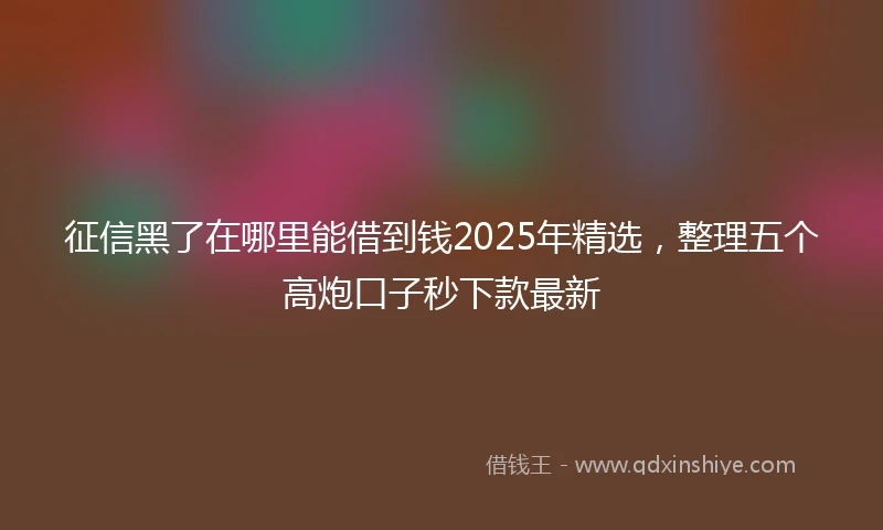 征信黑了在哪里能借到钱2025年精选，整理五个高炮口子秒下款最新