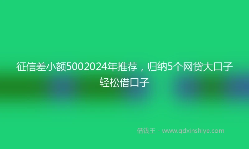 征信差小额5002024年推荐，归纳5个网贷大口子轻松借口子
