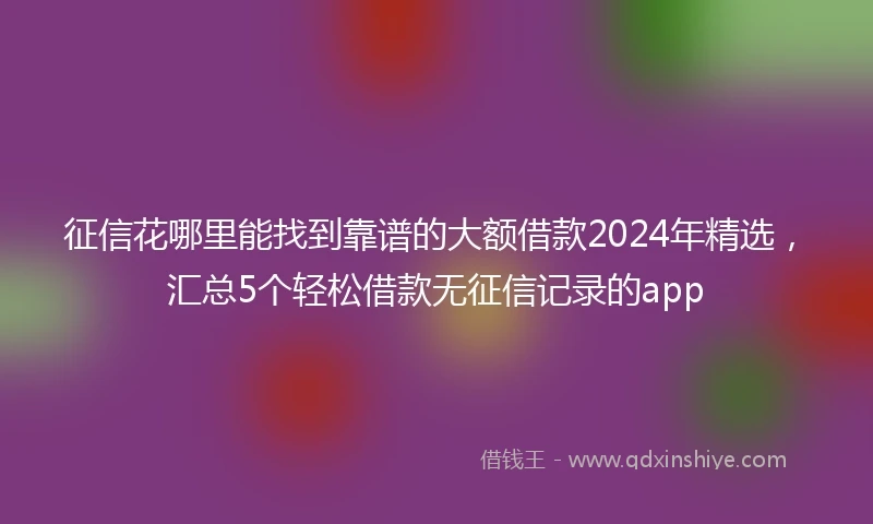 征信花哪里能找到靠谱的大额借款2024年精选，汇总5个轻松借款无征信记录的app