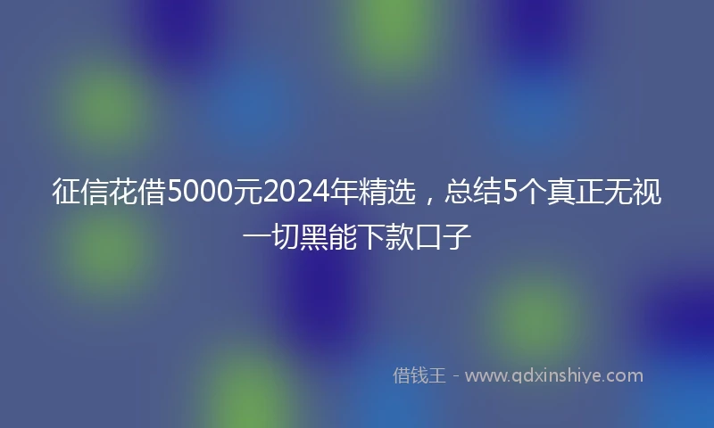征信花借5000元2024年精选，总结5个真正无视一切黑能下款口子