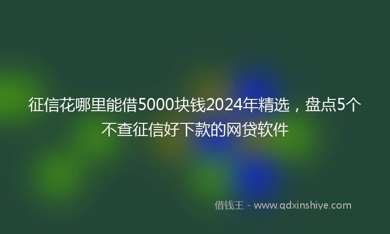 征信花哪里能借5000块钱2024年精选,盘点5个不查征信好下款的网贷软件