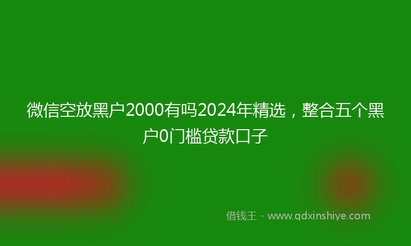 微信空放黑户2000有吗2024年精选，整合五个黑户0门槛贷款口子