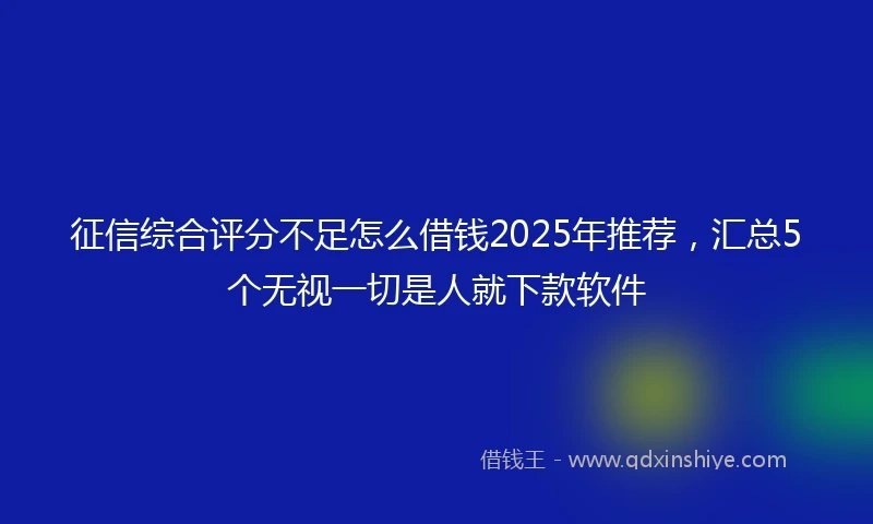 征信综合评分不足怎么借钱2025年推荐，汇总5个无视一切是人就下款软件