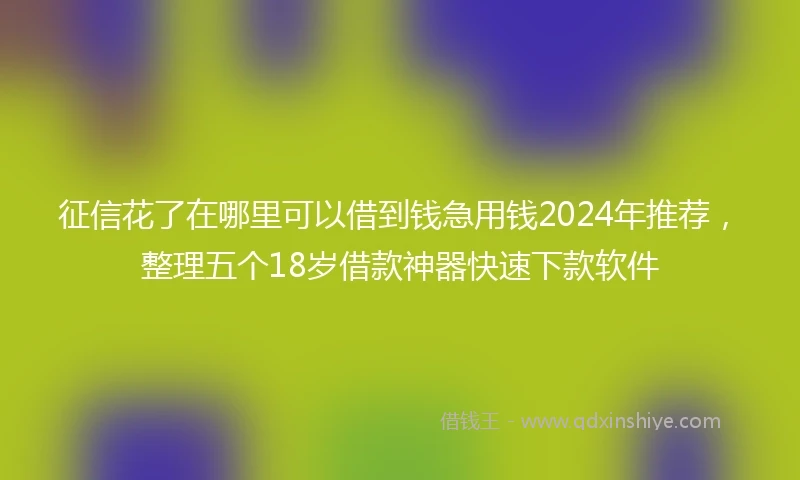 征信花了在哪里可以借到钱急用钱2024年推荐，整理五个18岁借款神器快速下款软件