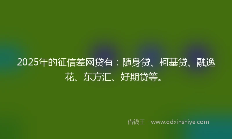 2025年的征信差网贷有：随身贷、柯基贷、融逸花、东方汇、好期贷等。